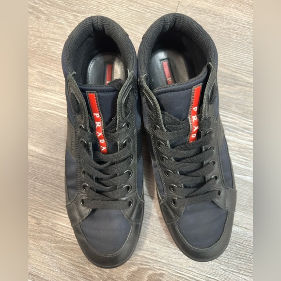 PRADA high top sneakers 7 1/2 Blue - Picture 5 of 7
